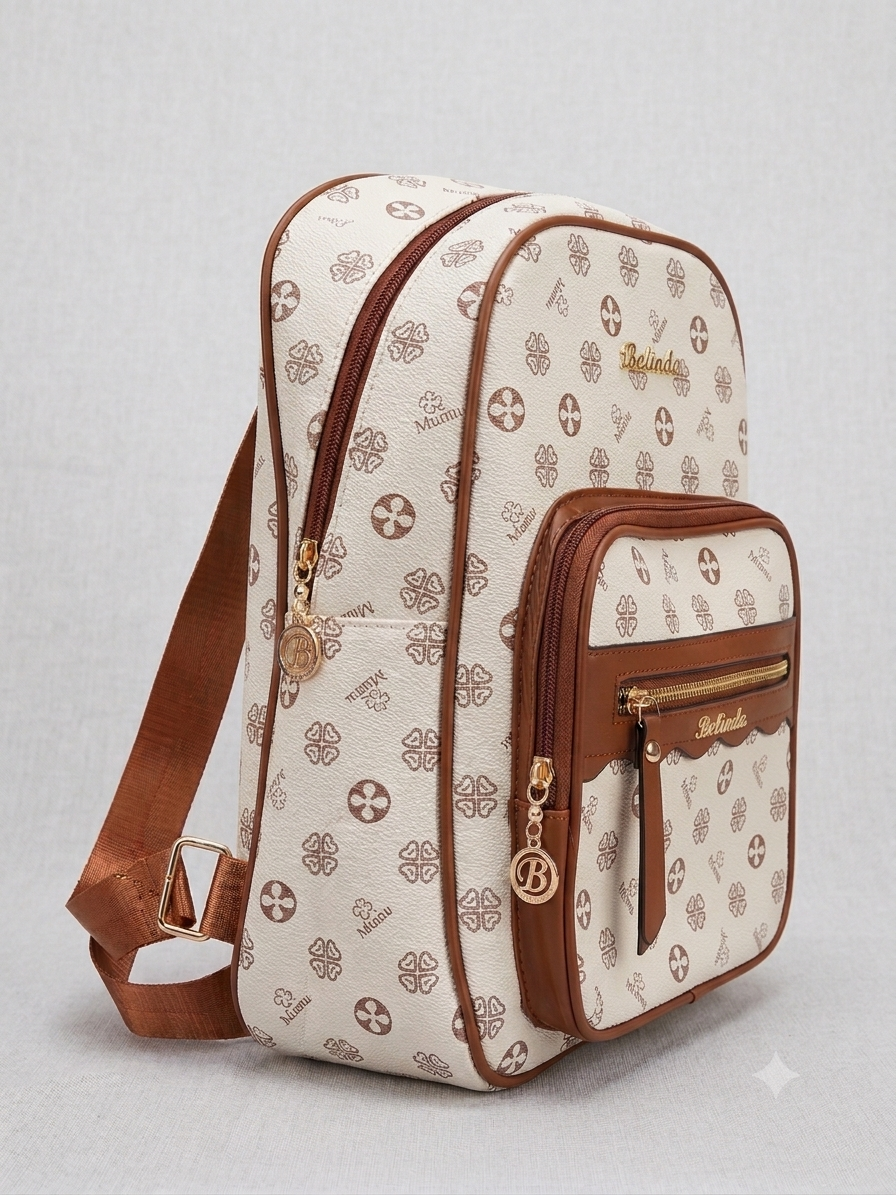 Zaino Monogram Belinda – Bianco Crema e Marrone