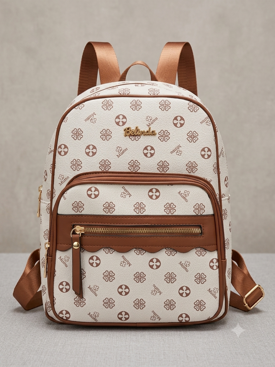 Zaino Monogram Belinda – Bianco Crema e Marrone